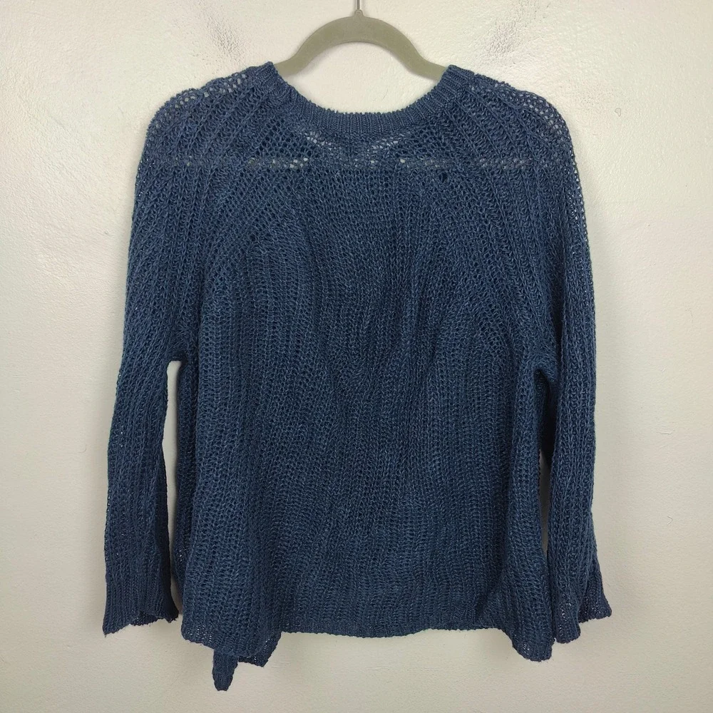 J. Crew Navy Blue Open Knit Crewneck Sweater